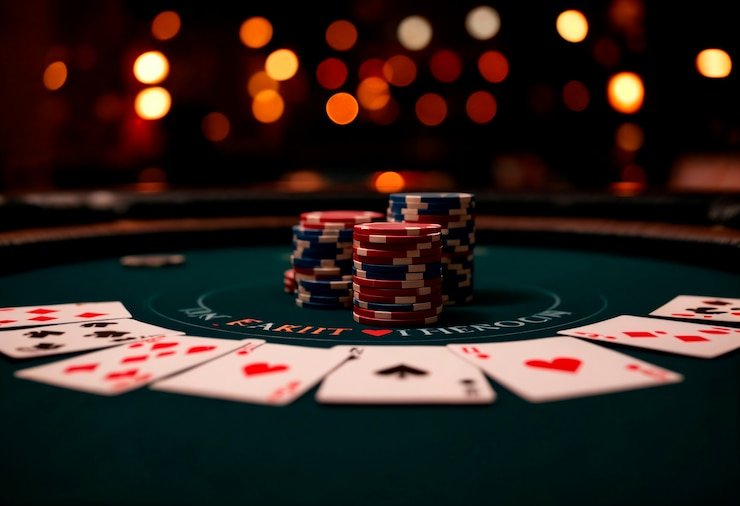 Live casino dealer table with multiple camera angles